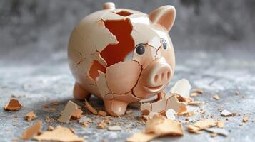 AI generated Broken piggy bank photo