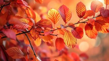 AI generated Red and Orange Autumn Leaves Background photo