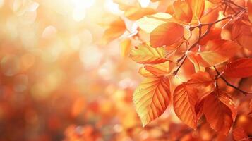 AI generated Red and Orange Autumn Leaves Background photo