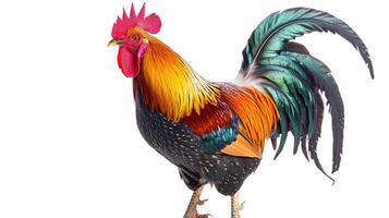 AI generated rooster on isolated white background. photo