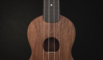 Ukulele, close-up with blur in front view, 3D rendering photo