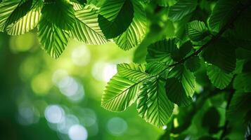 ai generado verde hojas en olmo árbol. naturaleza primavera y verano antecedentes. foto