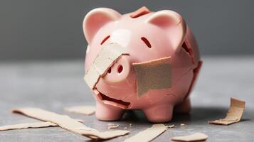 AI generated Broken piggy bank photo