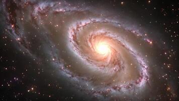 ai generato un' bellissimo spirale galassia con numerose stelle nel il sfondo, un' ipnotizzante Visualizza di il spirale galassie, ai generato video