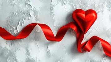 AI generated Red ribbon and heart photo