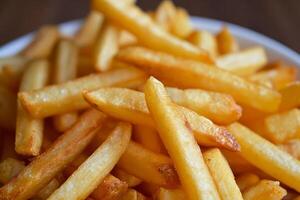 AI generated French fries in a fast food restaurant. Fast food. AI generated. photo