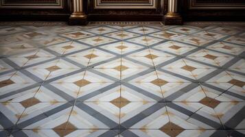 AI generated Tiled floor with colored squares, baroque chiaroscuro stylee. AI generated. photo