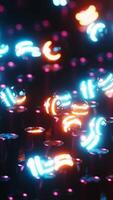 Neon balls bouncing out of pipes. Vertical looped animation video