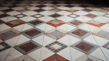 AI generated Tiled floor with colored squares, baroque chiaroscuro stylee. AI generated. photo