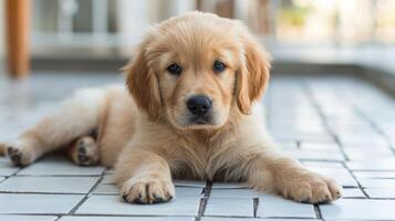 ai generado bebé perro dorado perdiguero perrito foto