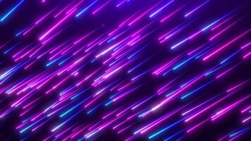 Colorful meteor shower of particles. Abstract flow of bright neon lines or rays. Seamless loop 4k video