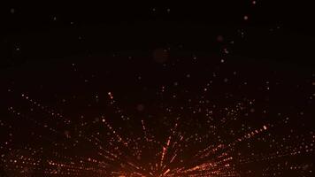 Rotating bright golden particles, animation of dust and shiny dots, beautiful bokeh, explosion of orange particles, glitter. animation Seamless loop video 4k.
