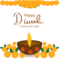 Happy diwali festival celebration with decorative flowers png