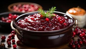 AI generated Freshness and sweetness in a bowl of berries generated by AI photo