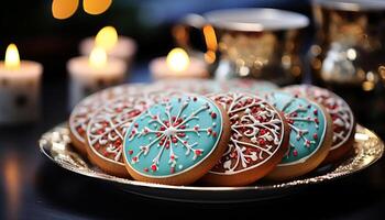 ai generado hecho en casa postre, dulce Galleta con gastrónomo chocolate generado por ai foto