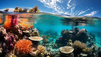 ai generado submarino arrecife pescado en naturaleza profundo azul belleza generado por ai foto