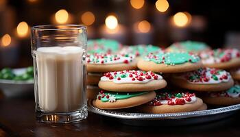 AI generated Homemade cookie on rustic table, a sweet temptation generated by AI photo