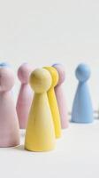 AI generated Businessmen Standing Wooden Blocks, Staff Recruitment, Headhunting, the Selection of a Leader from a Diverse Crowd, and Human Resources. photo