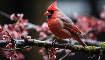 AI generated Colorful finch perched on branch, enjoying nature generated by AI photo