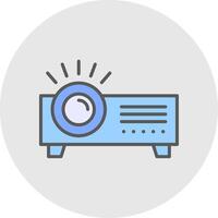 proyector línea lleno ligero circulo icono vector