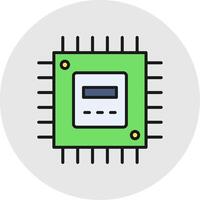 Processor Line Filled Light Circle Icon vector