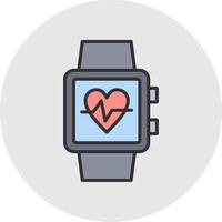 Smart Watch Line Filled Light Circle Icon vector