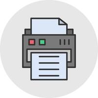 Printer Line Filled Light Circle Icon vector