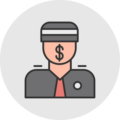 Bribe Line Filled Light Circle Icon