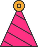 Party Hat Line Filled Light Circle Icon vector