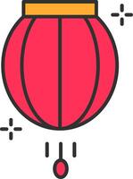 Lantern Line Filled Light Circle Icon vector