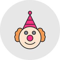 payaso línea lleno ligero circulo icono vector