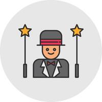 Magician Line Filled Light Circle Icon vector