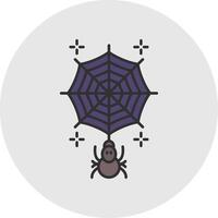 Spiderweb Line Filled Light Circle Icon vector