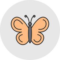 Butterfly Line Filled Light Circle Icon vector