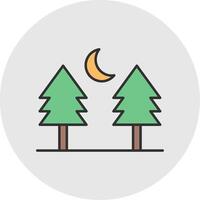 Pine tree Line Filled Light Circle Icon vector