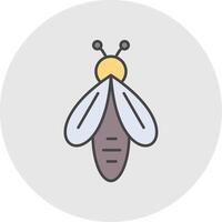 abeja línea lleno ligero circulo icono vector