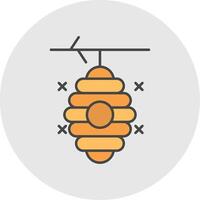 Beehive Line Filled Light Circle Icon vector