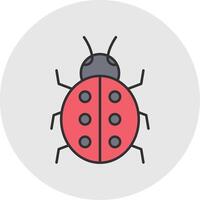 Ladybug Line Filled Light Circle Icon vector