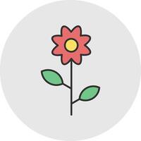 flores línea lleno ligero circulo icono vector