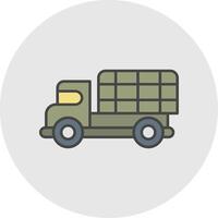 Military Truck Line Filled Light Circle Icon vector