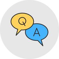 Question And Answer Line Filled Light Circle Icon vector