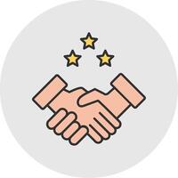 Partnership Handshake Line Filled Light Circle Icon vector