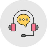 Customer Support Line Filled Light Circle Icon vector