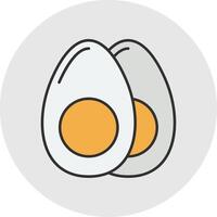 Boiled Egg Line Filled Light Circle Icon vector