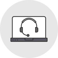 Online Support Line Filled Light Circle Icon vector