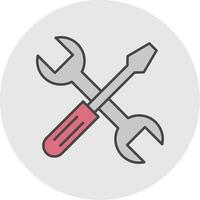 Cross Wrench Line Filled Light Circle Icon vector