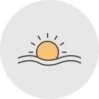 Sun Line Filled Light Circle Icon vector