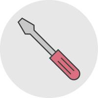 Screwdriver Line Filled Light Circle Icon vector