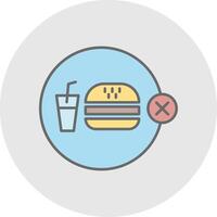 No basura comida línea lleno ligero circulo icono vector
