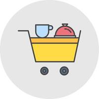 Room Service Line Filled Light Circle Icon vector